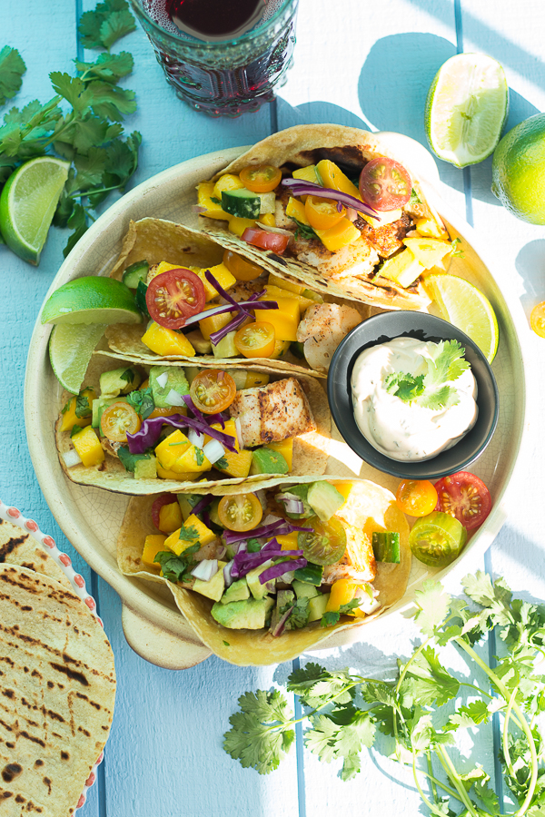 Cajun Fish Tacos with Avocado Mango Salsa