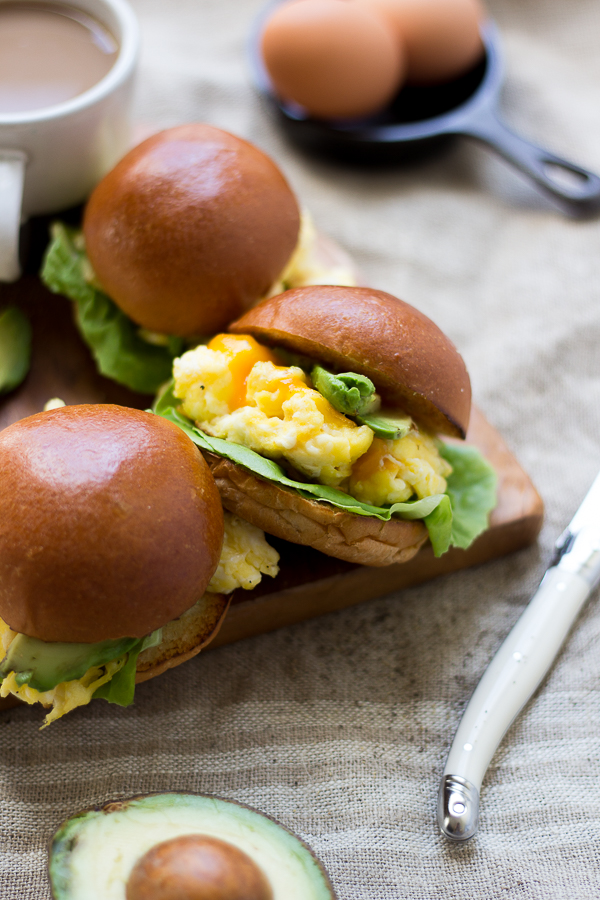 Avocado, Egg, and Cheddar Brioche Bites.