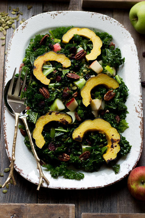Autumn Harvest Acorn Squash and Kale Salad.