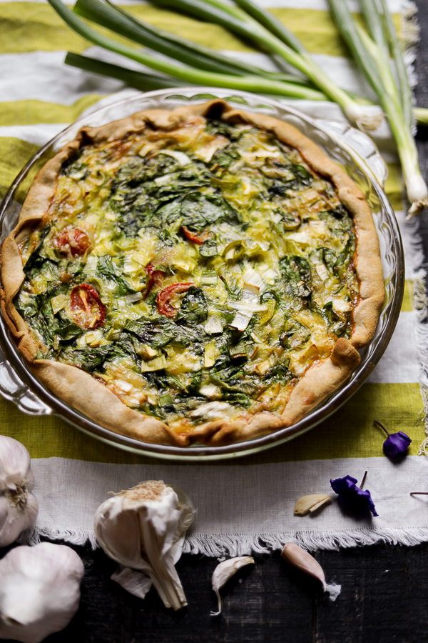 Leek, Swiss, and Green Onion Quiche.
