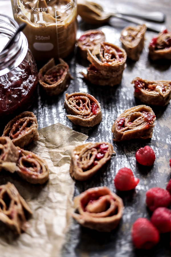 PB&J Tortilla Roll-Ups.