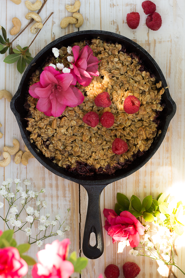 Raspberry Cashew Crisp for Two.