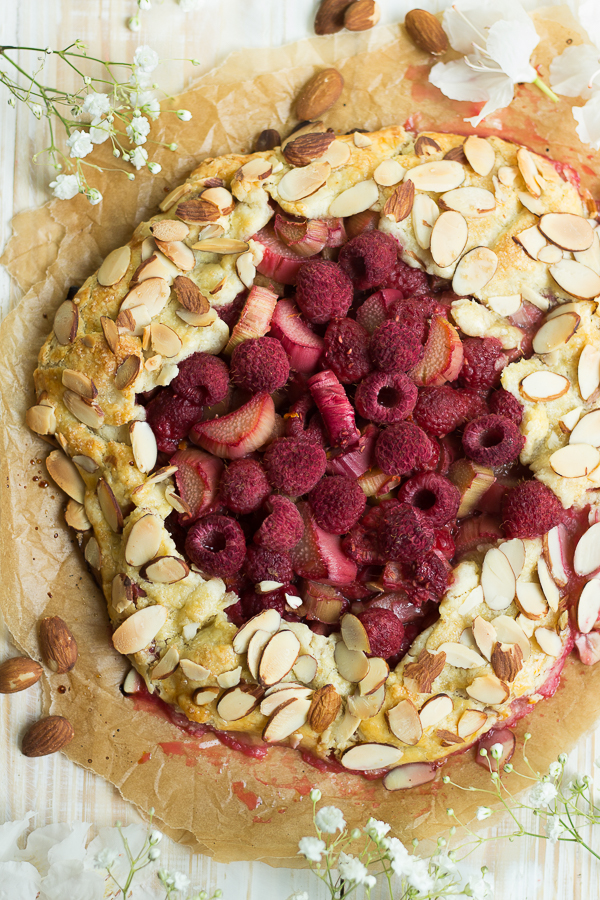 Raspberry Rhubarb Almond Galette