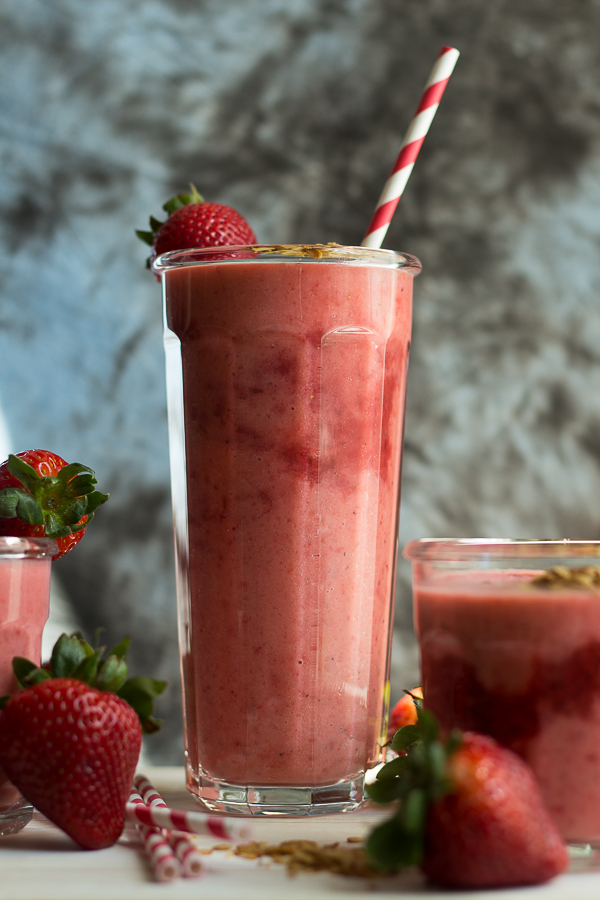 Strawberry Rhubarb Swirl Breakfast Smoothie (+ video)