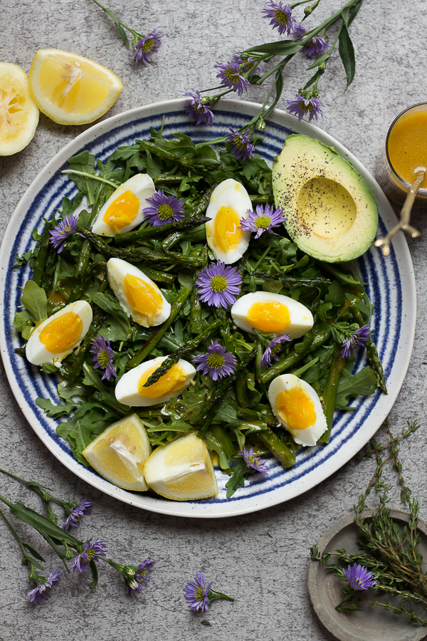 Arugula, Egg, and Charred Asparagus Salad