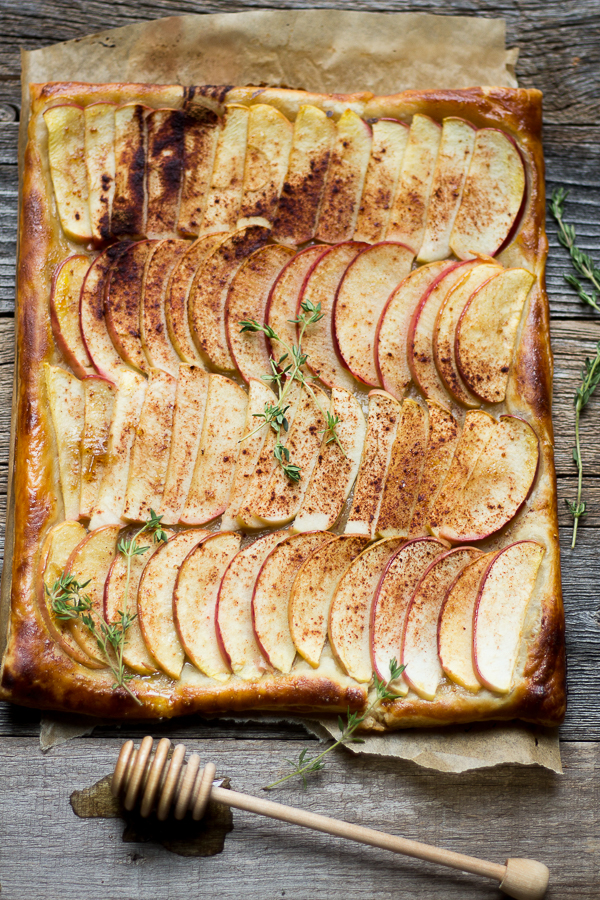 French Apple Puff Pastry Tart with Honey Thyme.