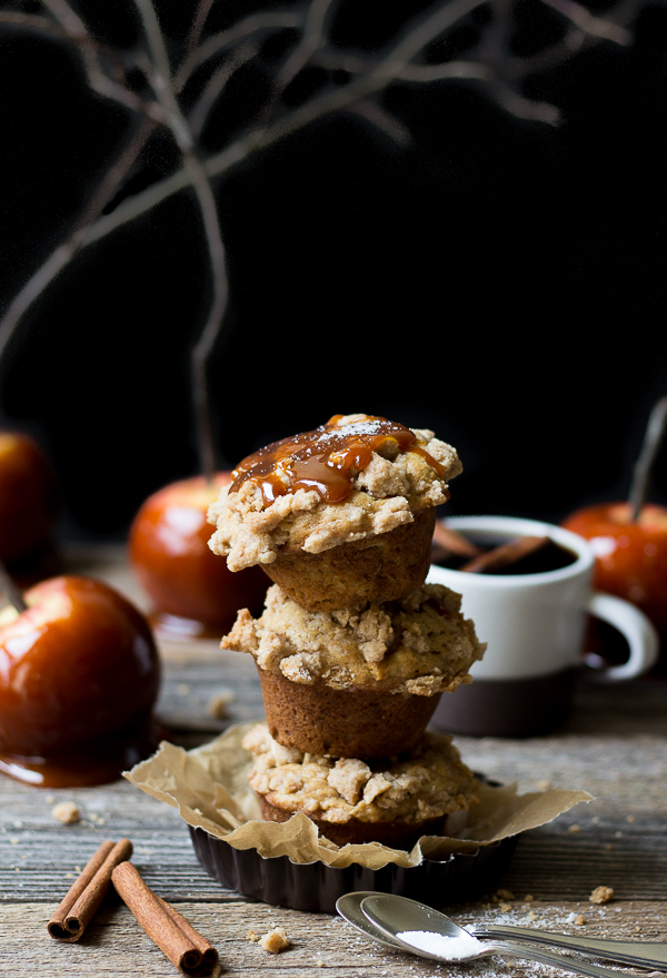 Salted Caramel Apple Crumb Muffins.