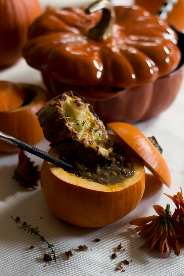 Pumpkin Lentil Soup with Fontina Toast.