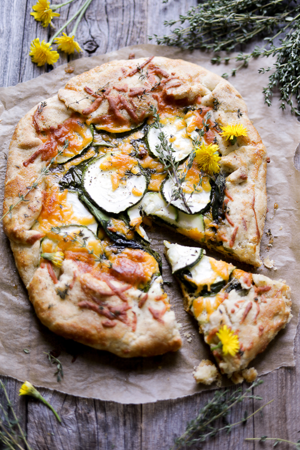 Zucchini and Spinach Cheddar Galette.