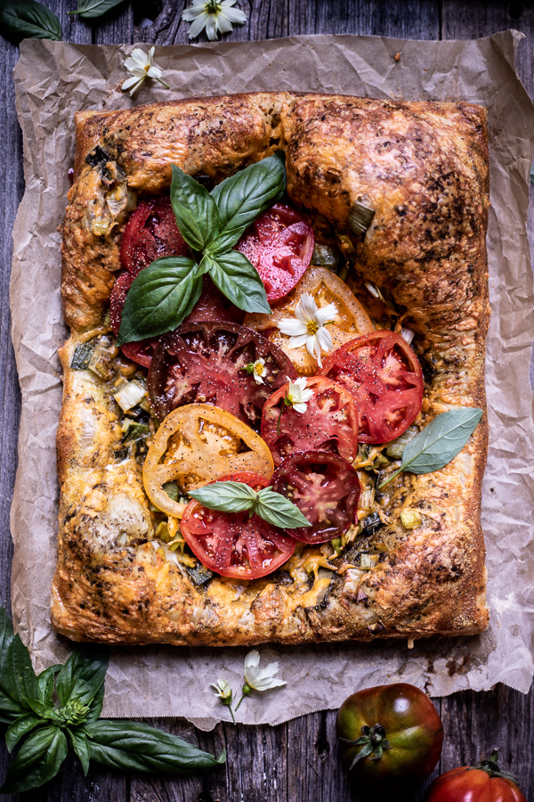 Heirloom Tomato Leek Cheddar Tart.