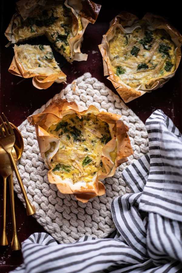 Turkey and Parmesan Phyllo Quiches.