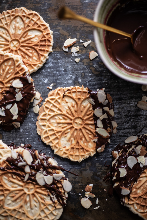 Easy Chocolate Almond Pizzelle.