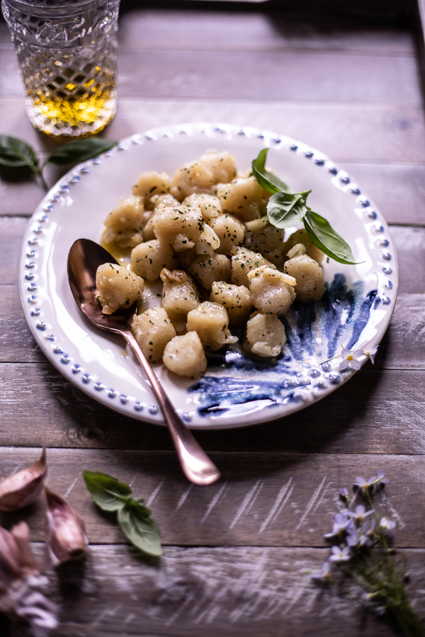 Homemade Cauliflower Gnocchi Aglio e Olio.